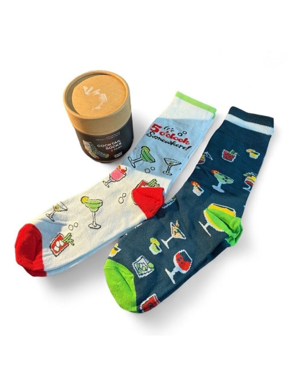 Laugh Track Cocktail Patterned Socks - Multicolor 2 pairs NIB